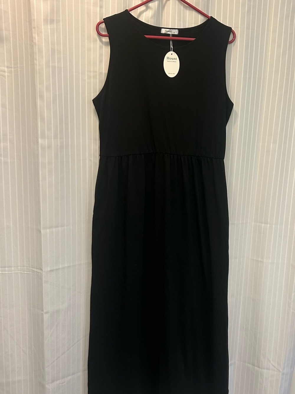 NWT Hount Womens Maxi Dress Sz XL Sleeveless Black Stretch Minimalist Pockets